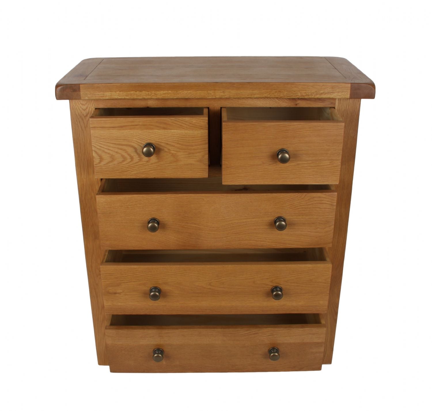 Natural Oak 2 Over 3 Drawer Chest with Traditional Storage
