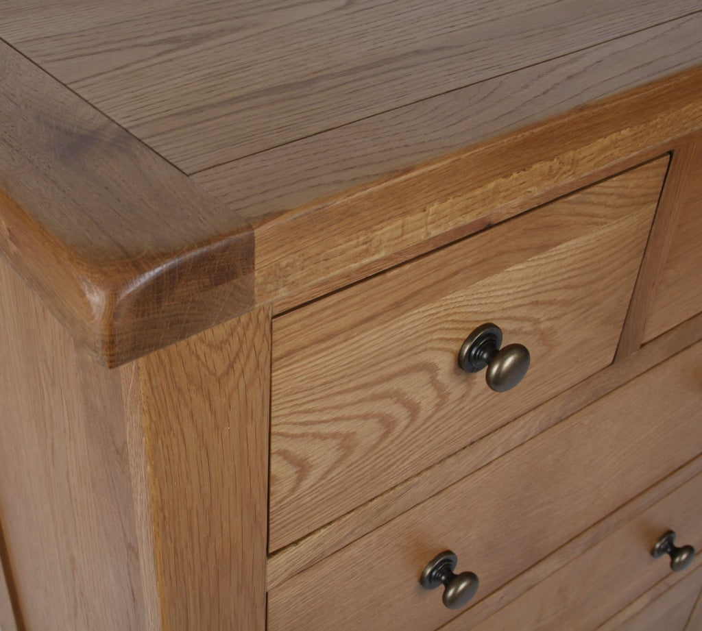 Natural Oak 2 Over 3 Drawer Chest with Traditional Storage