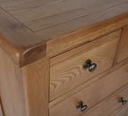Natural Oak 2 Over 3 Drawer Chest with Traditional Storage