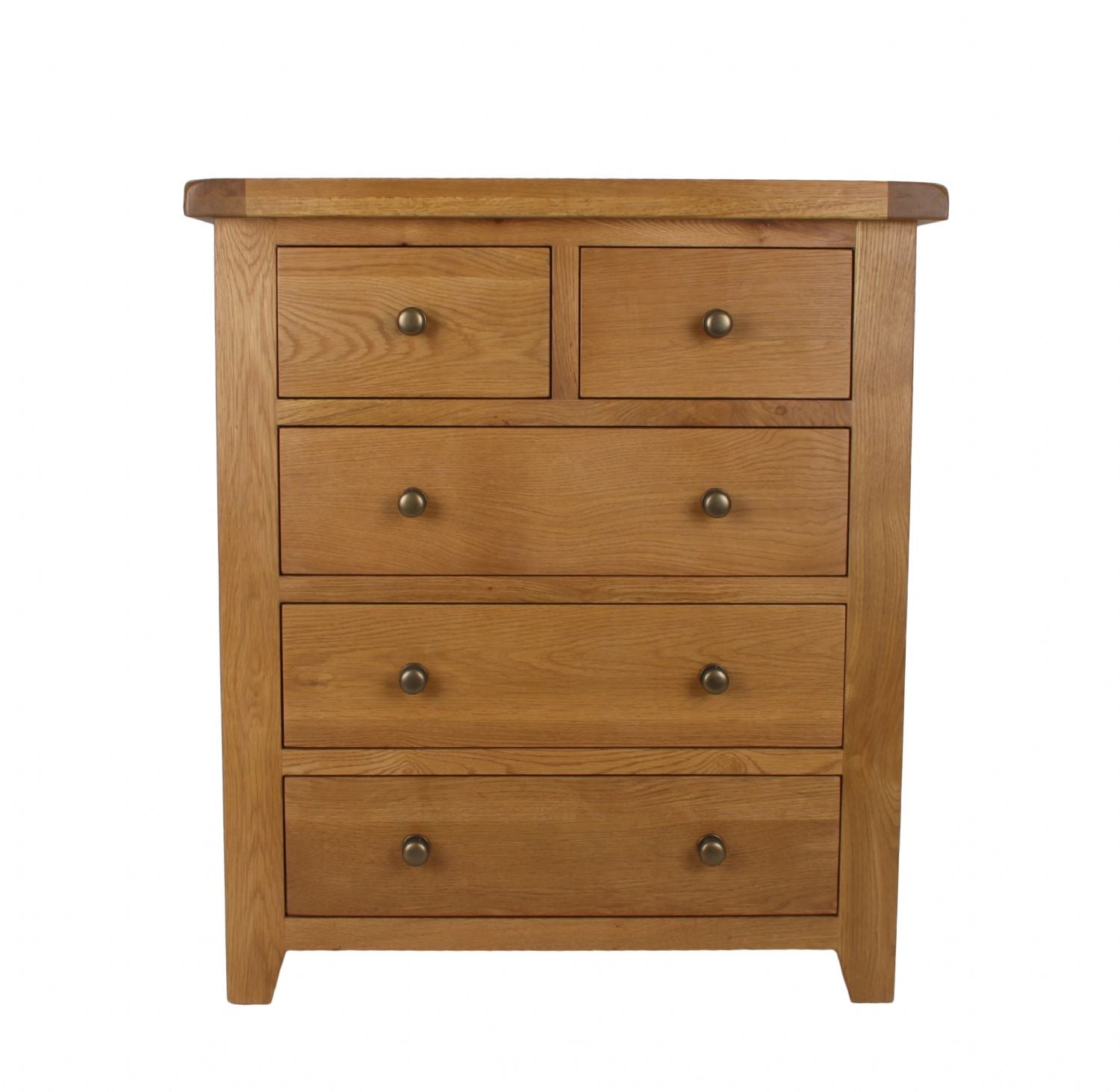 Natural Oak 2 Over 3 Drawer Chest with Traditional Storage