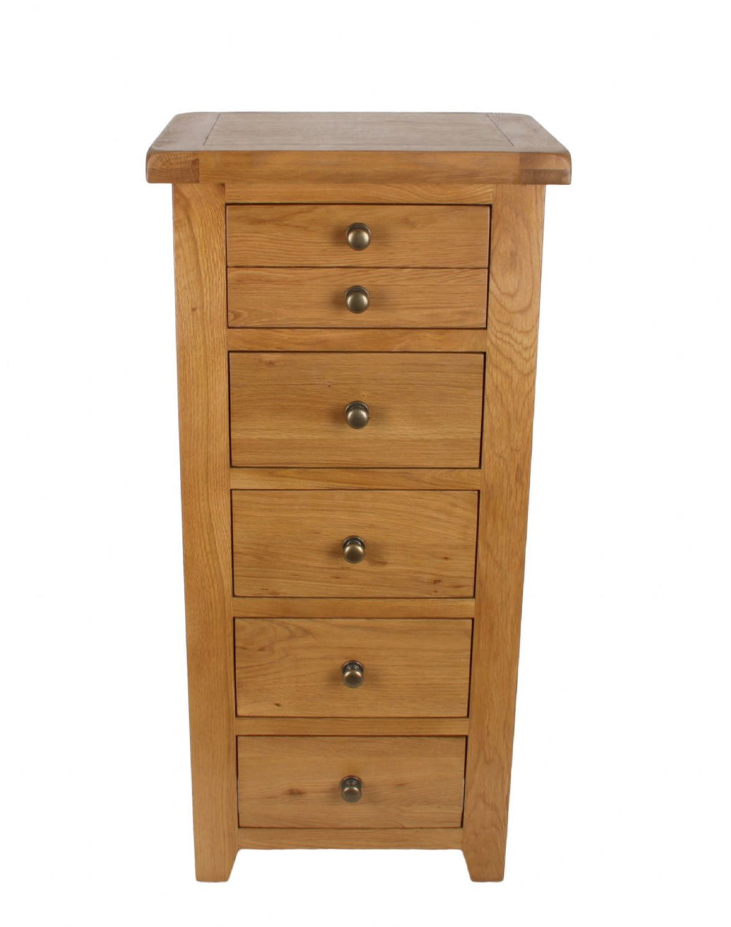 Natural Oak 5 Drawer Chest with Compact Tall Storage Design