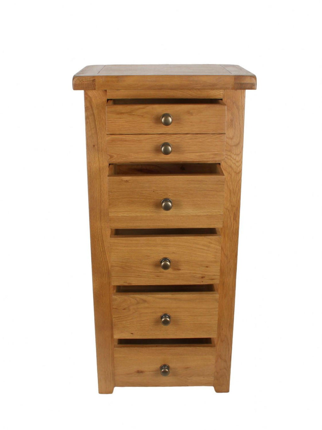 Natural Oak 5 Drawer Chest with Compact Tall Storage Design