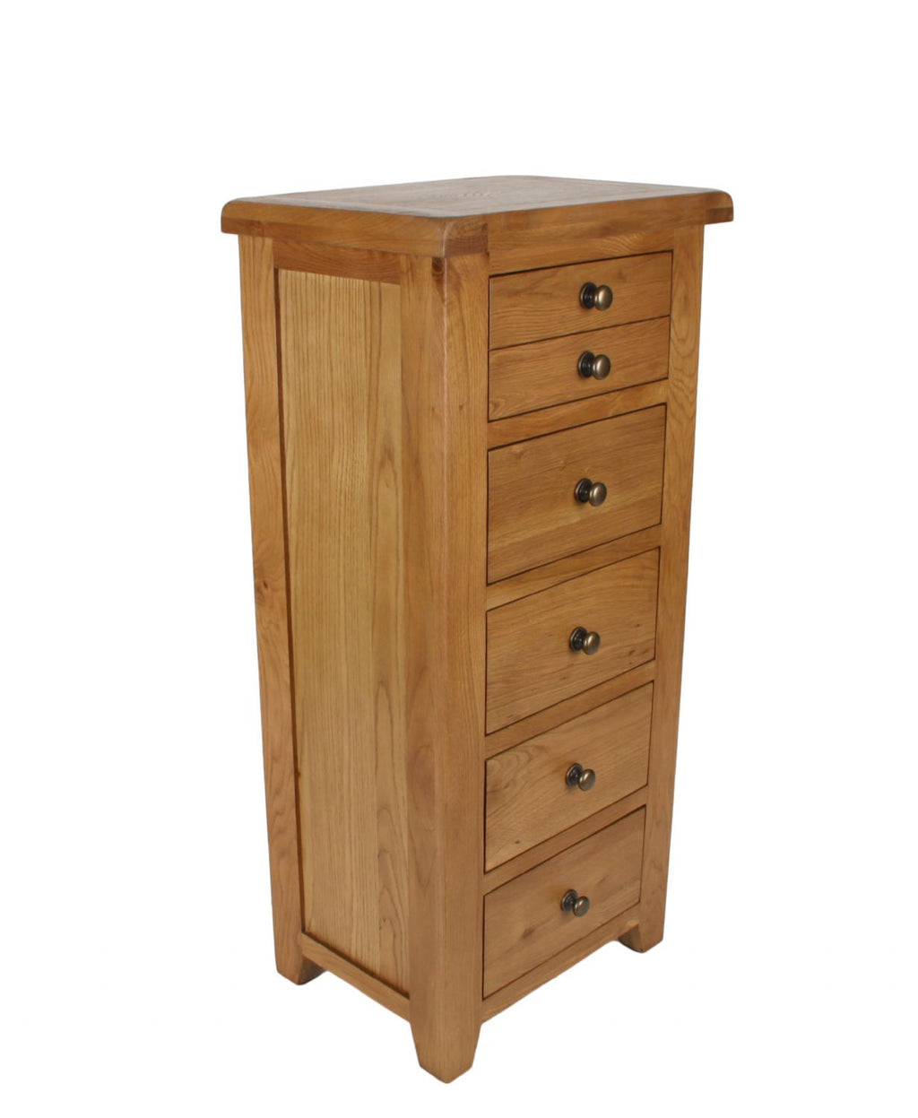 Natural Oak 5 Drawer Chest with Compact Tall Storage Design