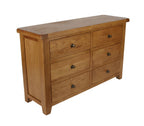 Natural Oak 6 Drawer Chest with Spacious Bedroom Storage