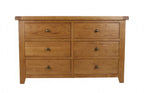 Natural Oak 6 Drawer Chest with Spacious Bedroom Storage