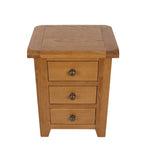Rustic Oak 3 Drawer Bedside Table with Storage