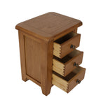 Rustic Oak 3 Drawer Bedside Table with Storage