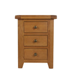 Rustic Oak 3 Drawer Bedside Table with Storage