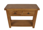 Natural Oak 2 Drawer Console Table with Open Storage Shelf