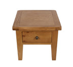 Natural Solid Oak 1 Drawer Lamp Table with Rounded Corners