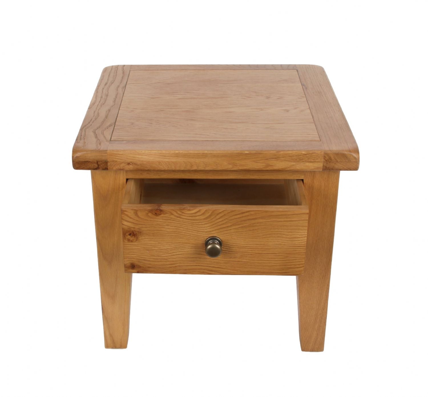 Natural Solid Oak 1 Drawer Lamp Table with Rounded Corners