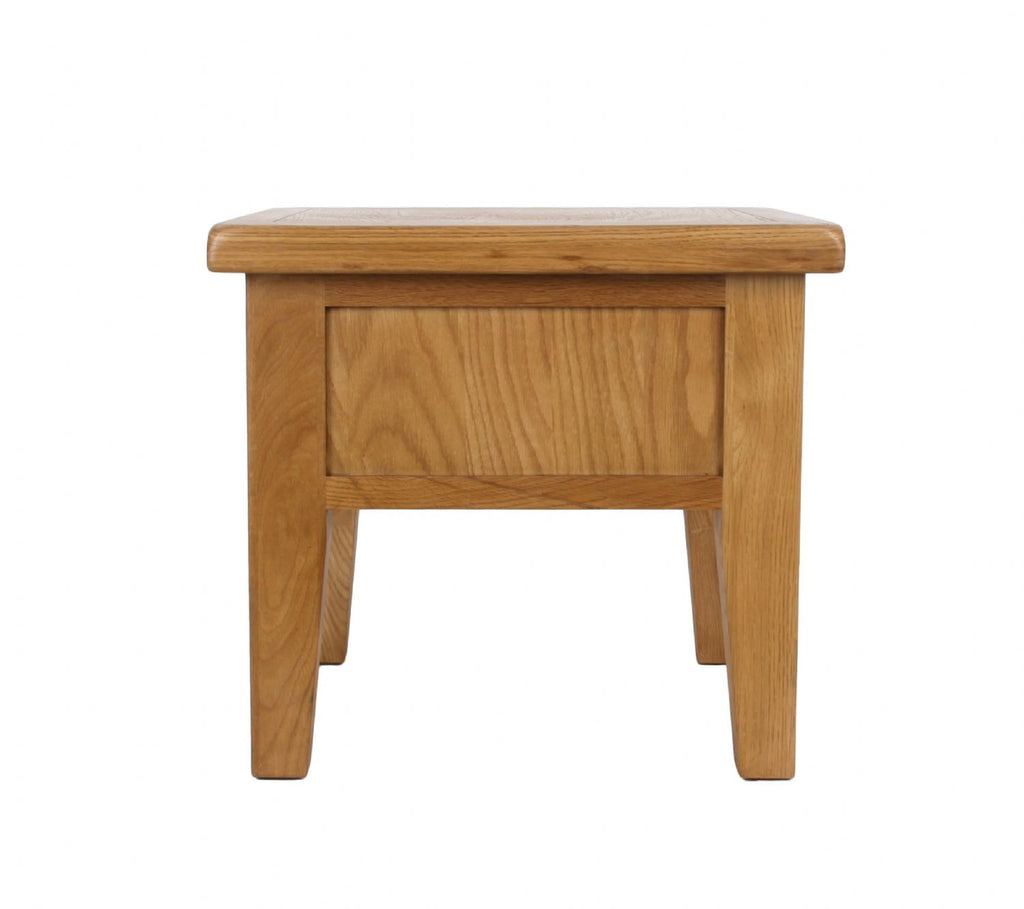 Natural Solid Oak 1 Drawer Lamp Table with Rounded Corners