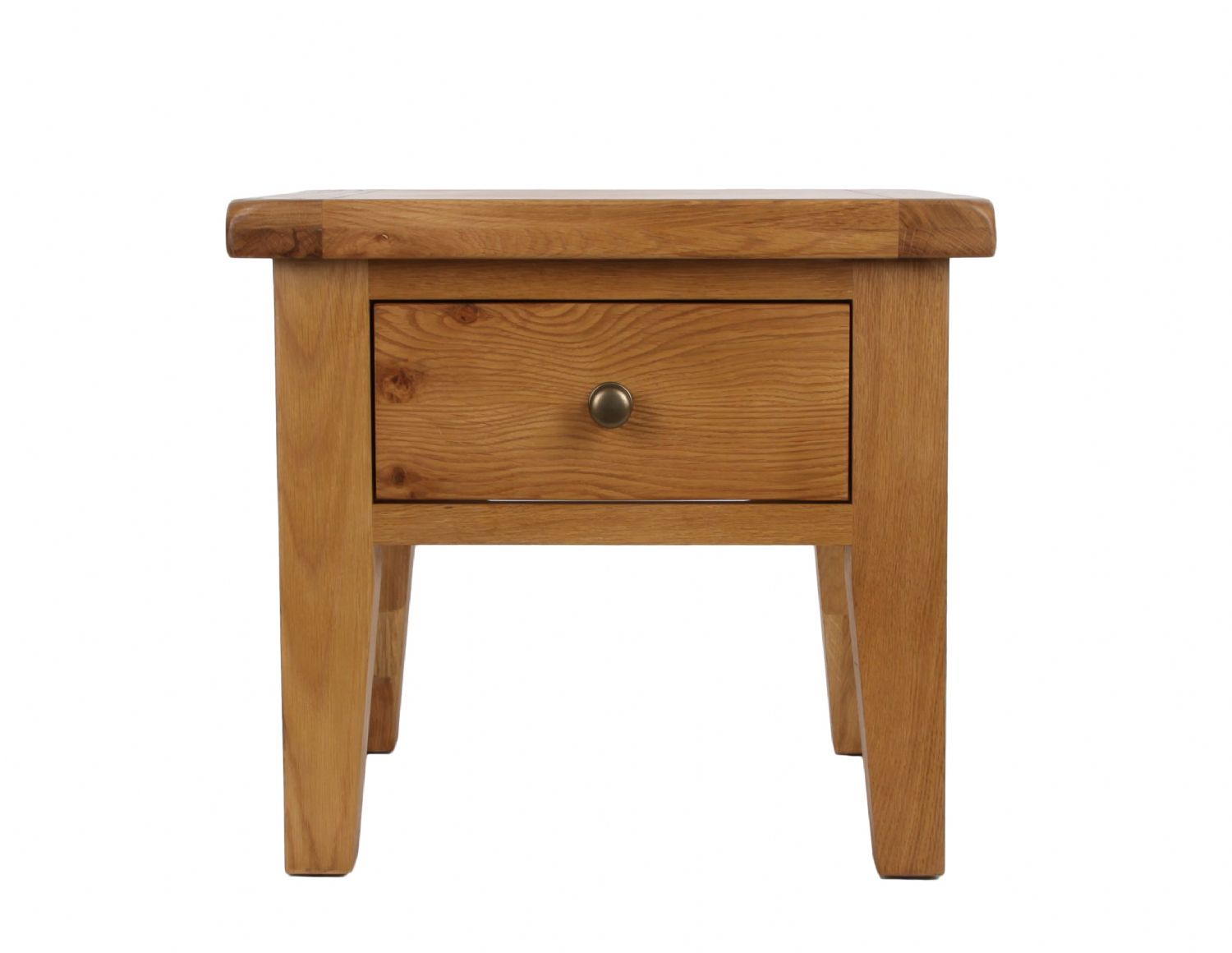 Natural Solid Oak 1 Drawer Lamp Table with Rounded Corners