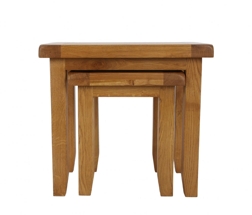 Natural Oak Compact Living Room Nest of 2 Tables