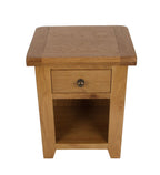Rustic Oak 1 Drawer Bedside Table with Open Shelf Storage
