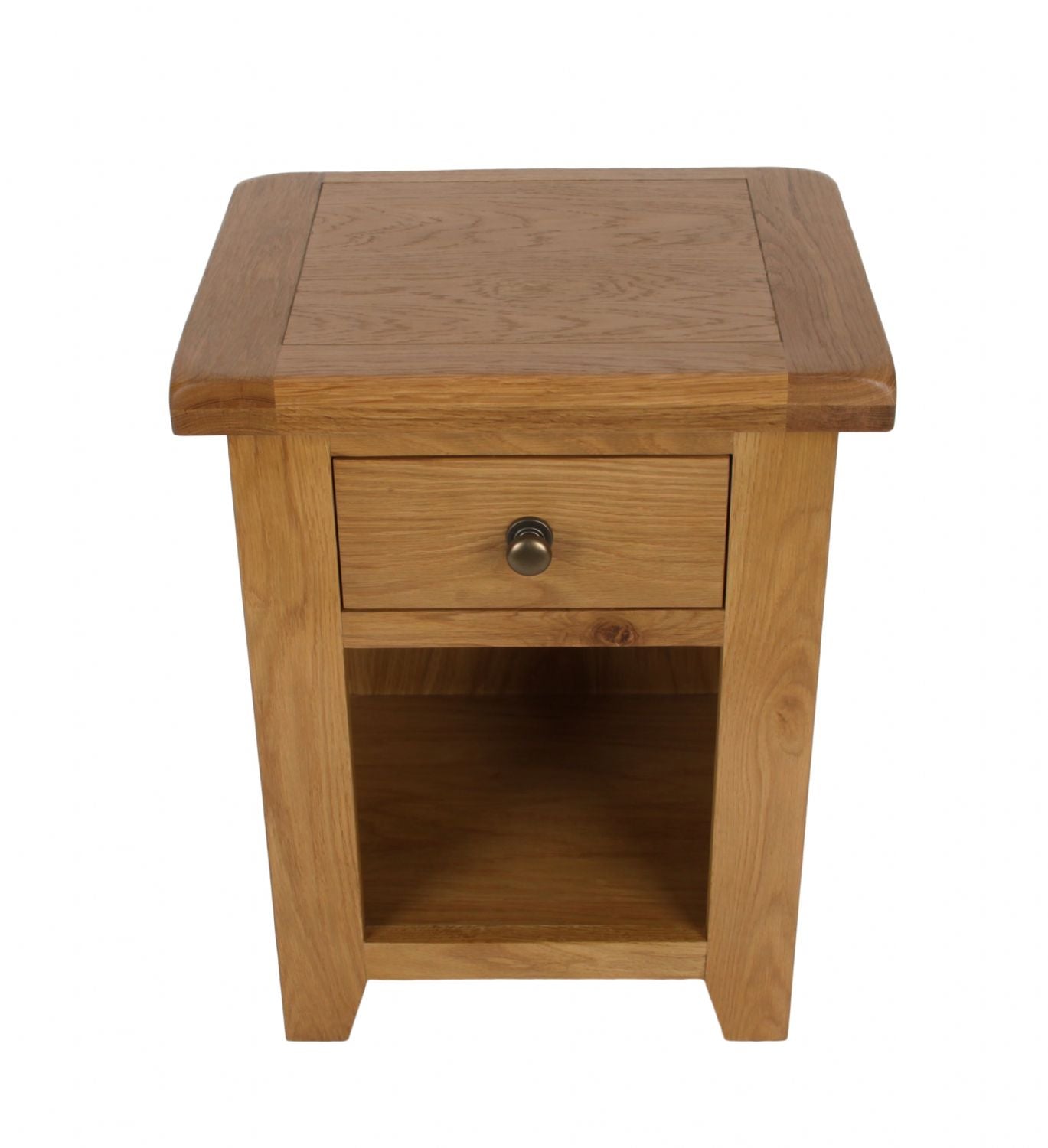 Rustic Oak 1 Drawer Bedside Table with Open Shelf Storage
