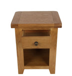 Rustic Oak 1 Drawer Bedside Table with Open Shelf Storage