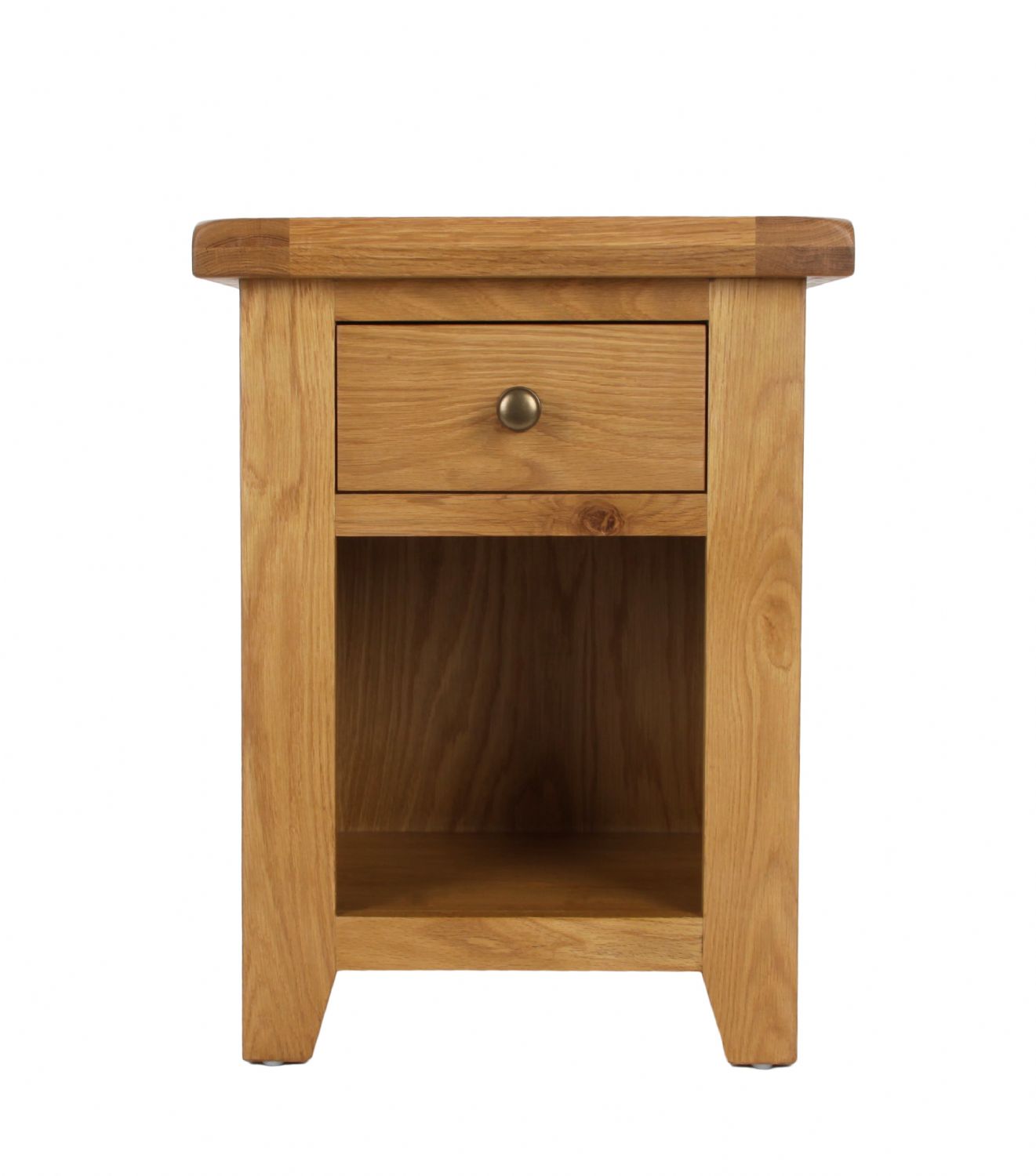 Rustic Oak 1 Drawer Bedside Table with Open Shelf Storage