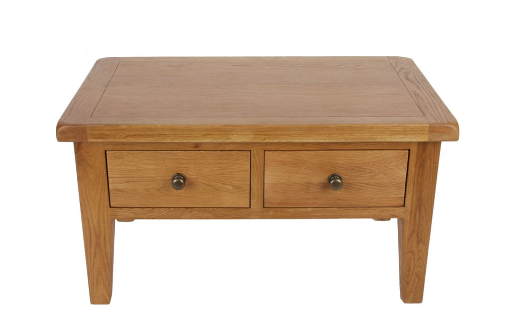 Natural Oak Rectangular Coffee Table with 2 Drawers