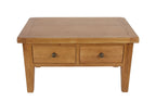 Natural Oak Rectangular Coffee Table with 2 Drawers