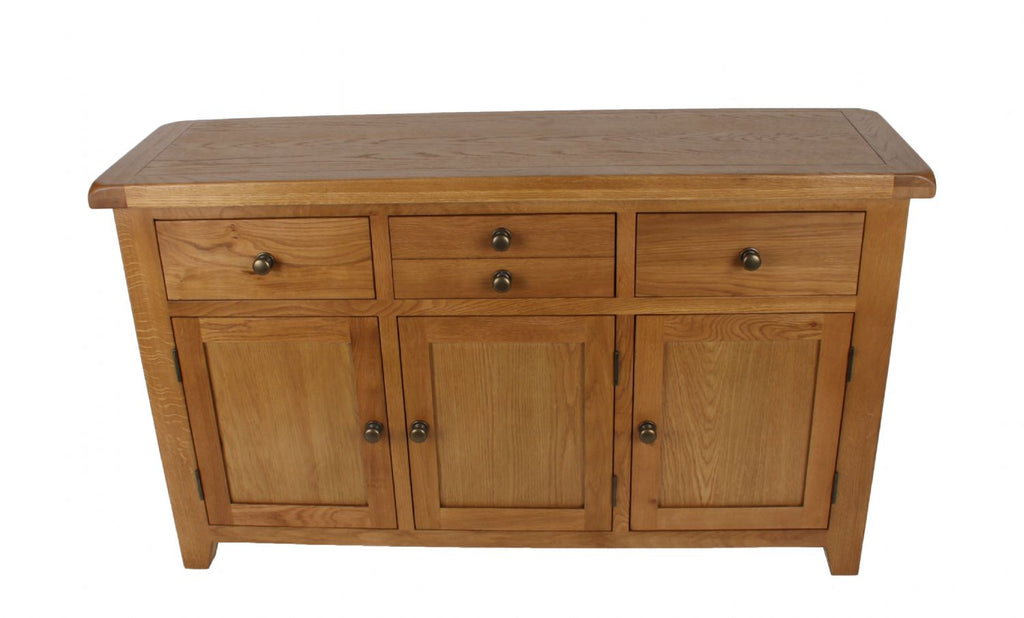 Natural Oak Large 3 Door 4 Drawer Sideboard Cabinet