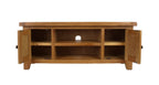 Natural Oak Large 2 Door TV Unit with Open Shelving