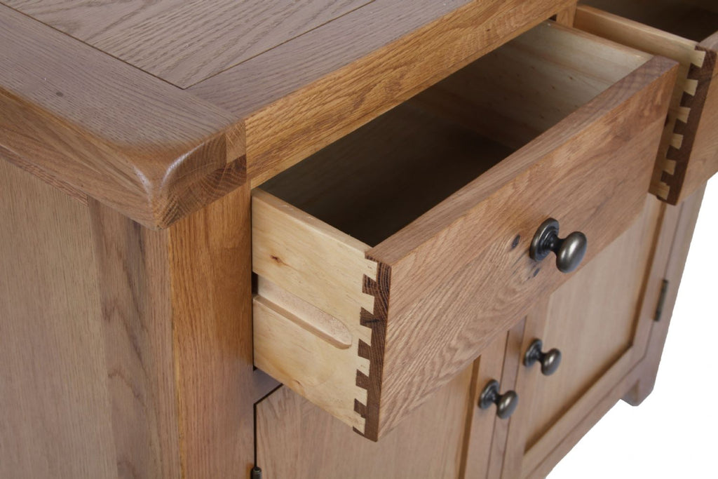 Natural Oak Small 2 Door 2 Drawer Sideboard Cabinet