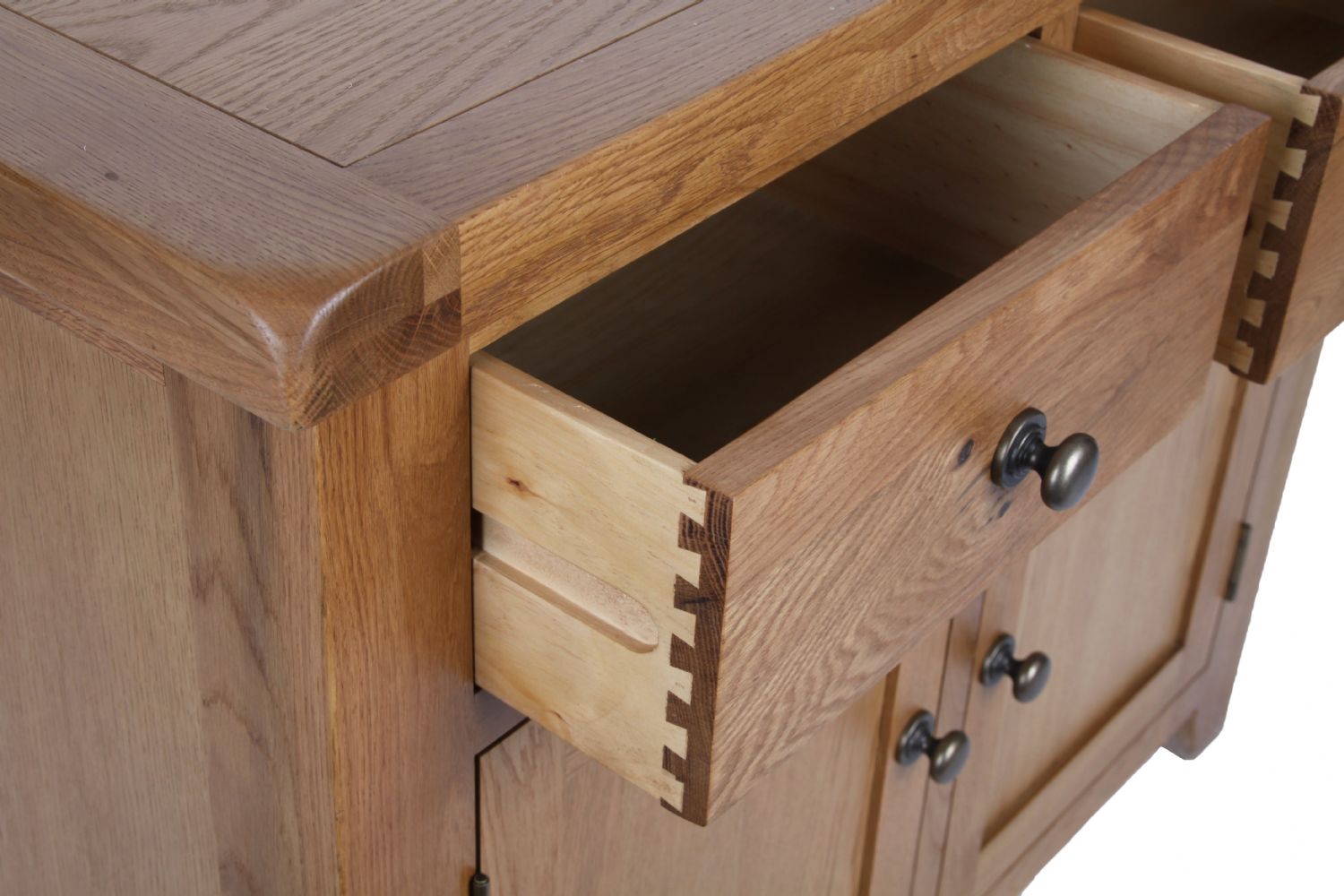 Natural Oak Small 2 Door 2 Drawer Sideboard Cabinet