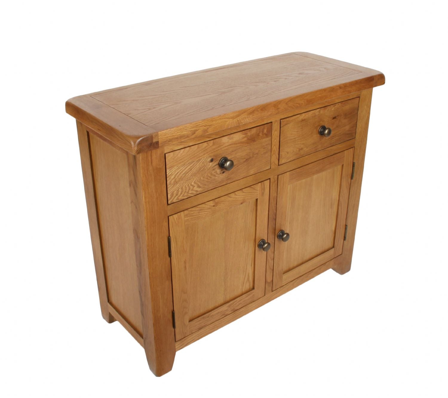 Natural Oak Small 2 Door 2 Drawer Sideboard Cabinet