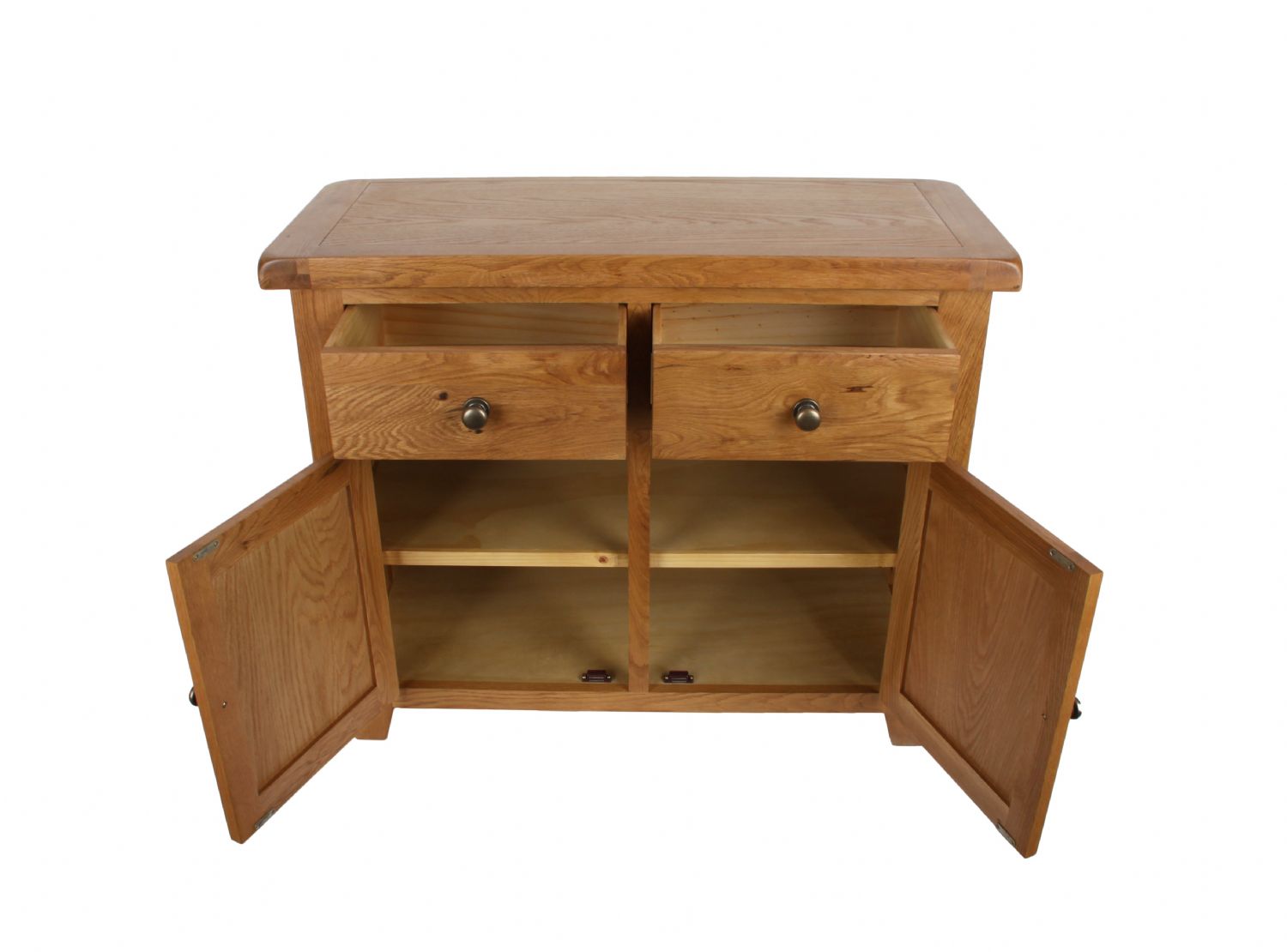 Natural Oak Small 2 Door 2 Drawer Sideboard Cabinet