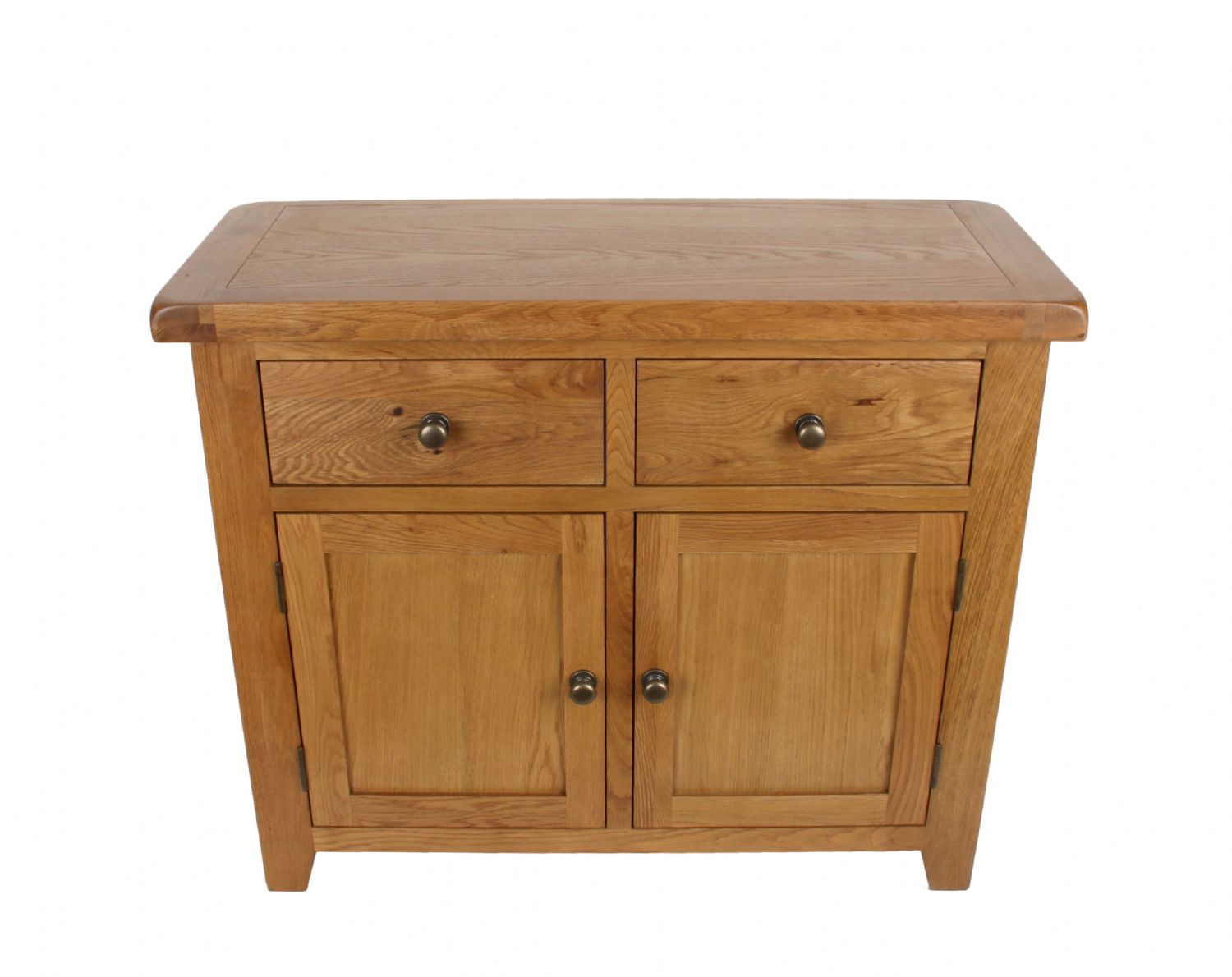 Natural Oak Small 2 Door 2 Drawer Sideboard Cabinet