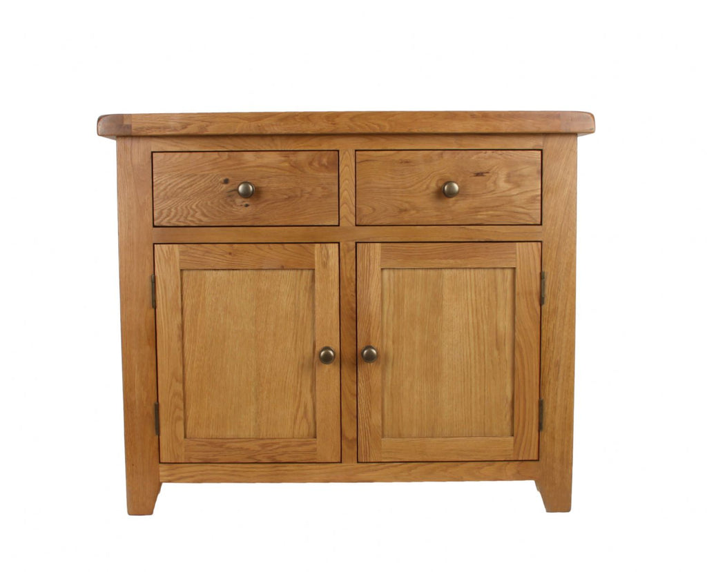Natural Oak Small 2 Door 2 Drawer Sideboard Cabinet