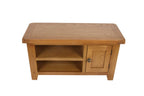 Natural Oak Small TV Unit with 1 Door and Open Shelving
