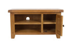 Natural Oak Small TV Unit with 1 Door and Open Shelving