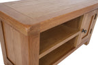 Natural Oak Small TV Unit with 1 Door and Open Shelving