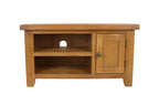 Natural Oak Small TV Unit with 1 Door and Open Shelving