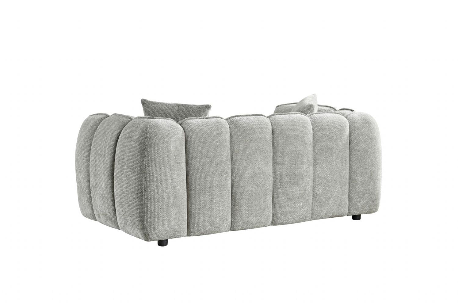 Grey Fabric Channel Tufted 2 Seater Sofa - Home Furniture Interiors
