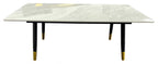 Grey Ceramic Coffee Table with Black Legs and Gold Accents