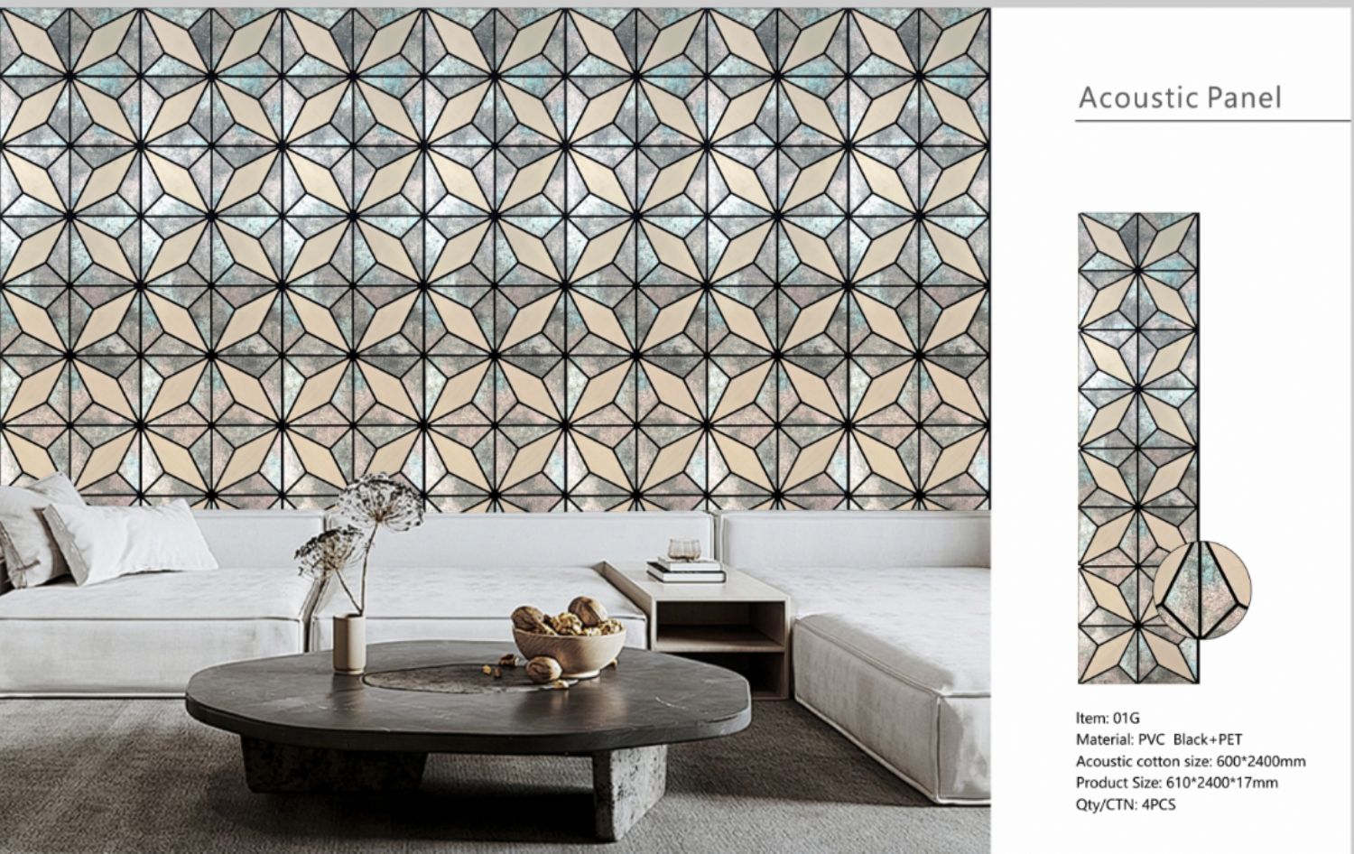 Set of 4 Antique Marble Grey Finish Decorative Wall Panel 240 x 60cm