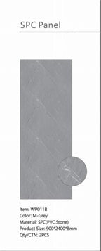 Set of 2 Grey Marble Effect Finish SPC Decorative Wall Panels