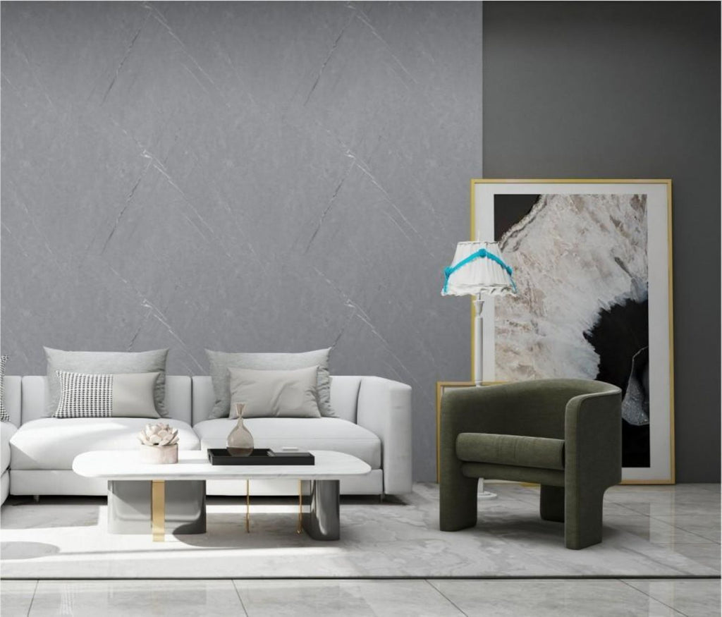 Set of 2 Grey Marble Effect Finish SPC Decorative Wall Panels