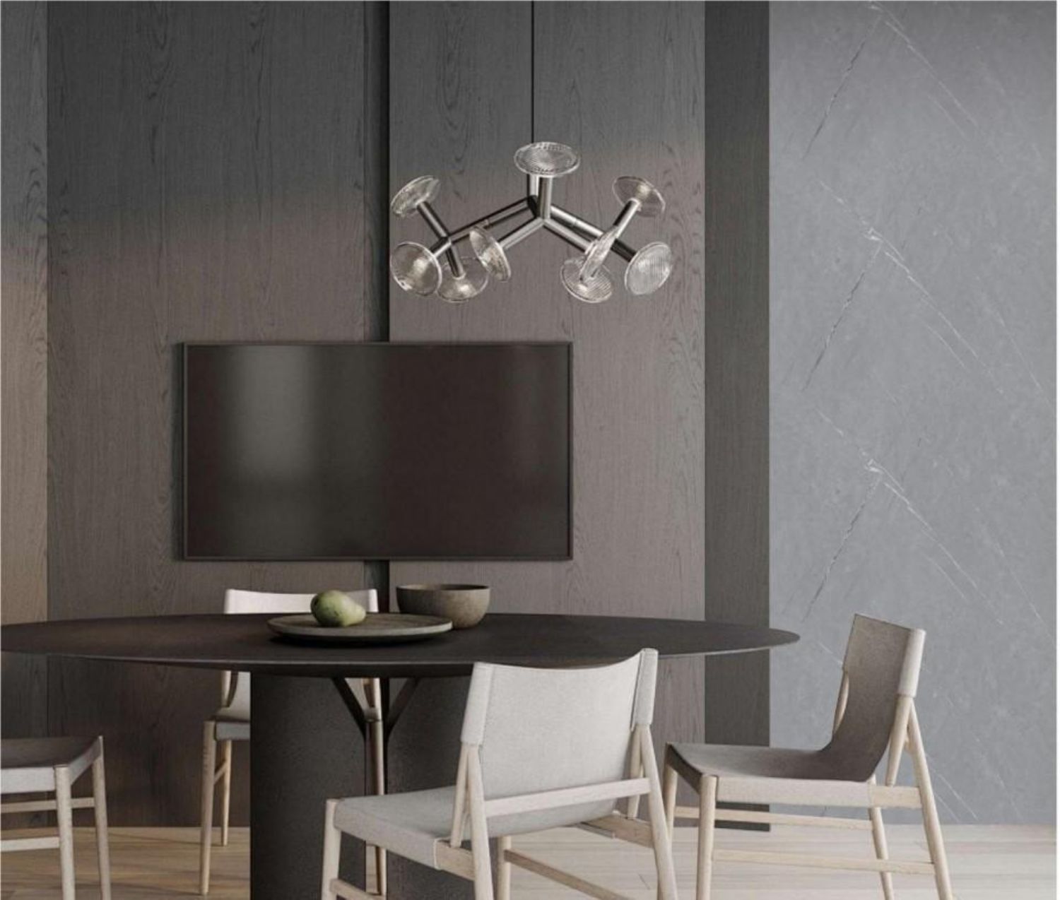 Set of 2 Grey Marble Effect Finish SPC Decorative Wall Panels