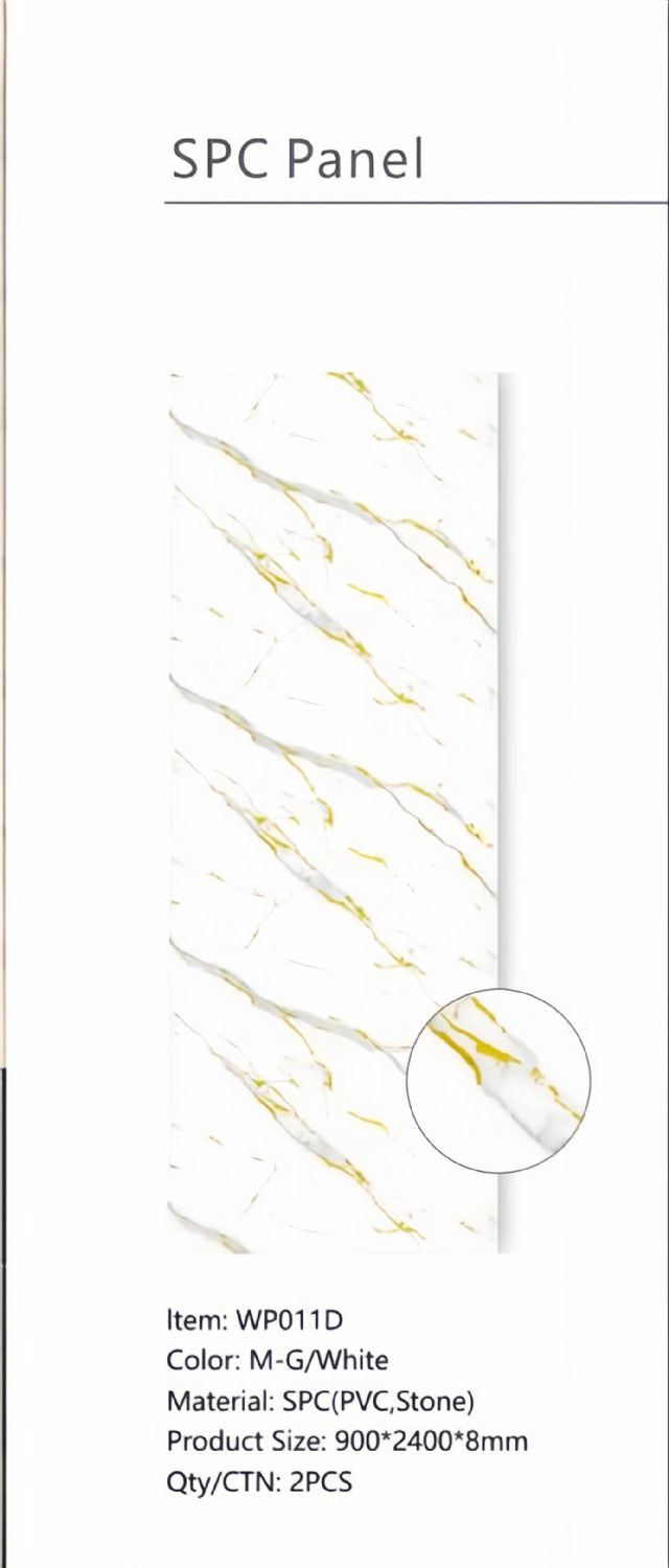 Set of 2 Grey and White Marble Effect Finish SPC Decorative Wall Panels