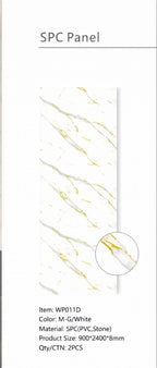 Set of 2 Grey and White Marble Effect Finish SPC Decorative Wall Panels