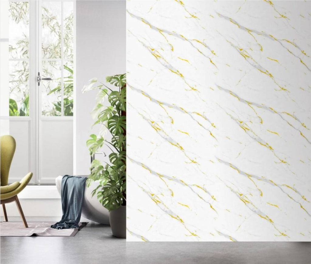 Set of 2 Grey and White Marble Effect Finish SPC Decorative Wall Panels
