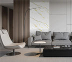 Set of 2 Grey and White Marble Effect Finish SPC Decorative Wall Panels
