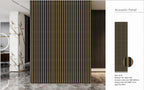 Set of 4 Brown Fabric Acoustic Decorative Slatted Wall Panels