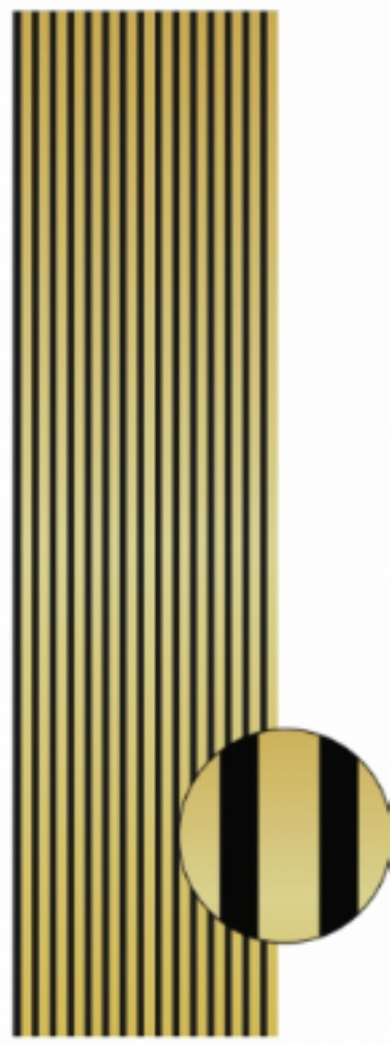 Set of 4 Shiny Gold Acoustic Slatted Decorative Wall Panels with Wood Effect Finish