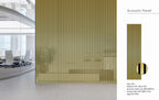 Set of 4 Shiny Gold Acoustic Slatted Decorative Wall Panels with Wood Effect Finish