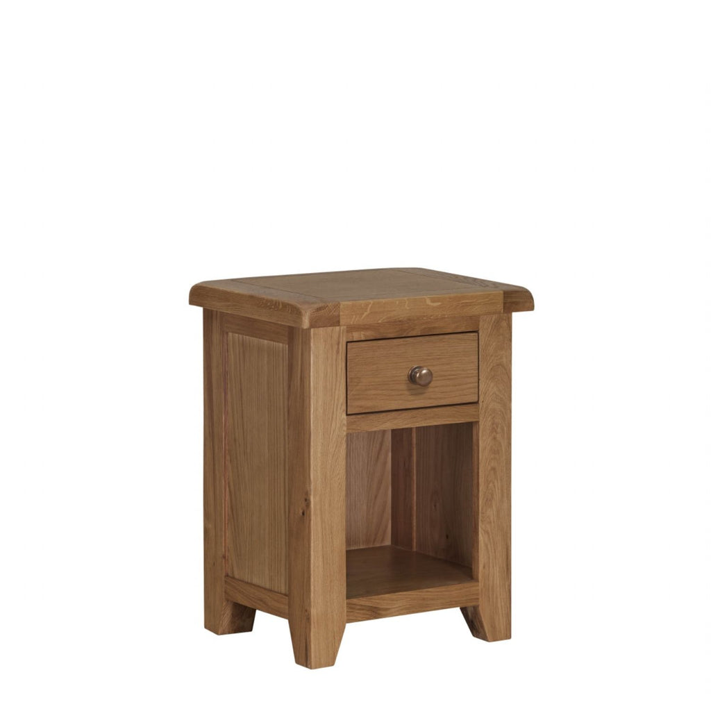 Rustic Oak 1 Drawer Bedside Table with Open Shelf Storage